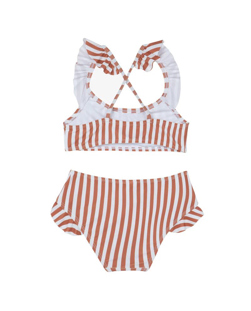 Sweet Stripe Square Neck Ruffle One Piece