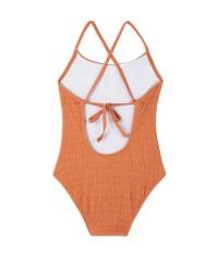 Beach Day Textured Criss Cross Tie Back One Piece